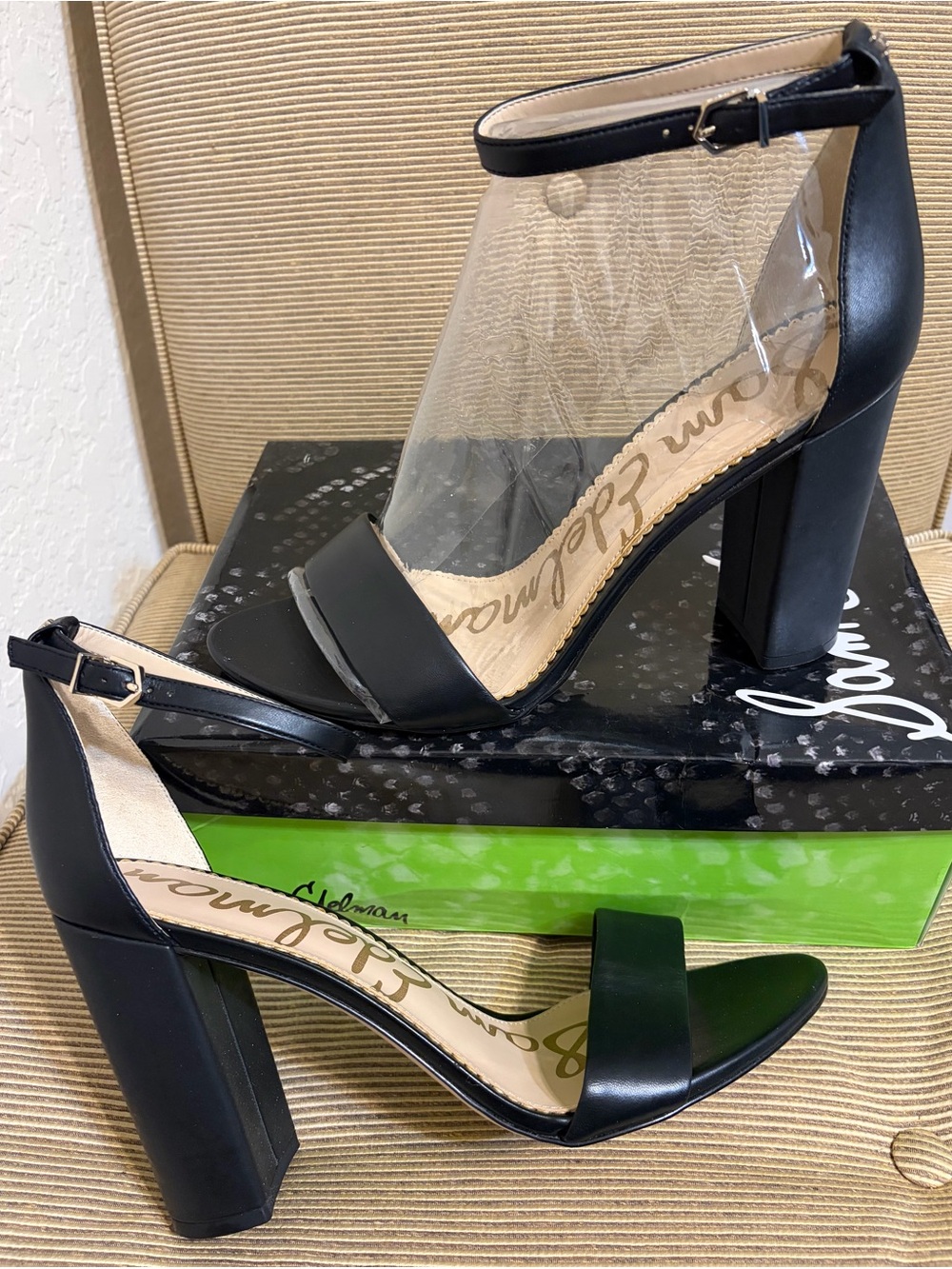 NWT Sam Edelman Women's Yaro Block Heel Sandal in Black - Size 12